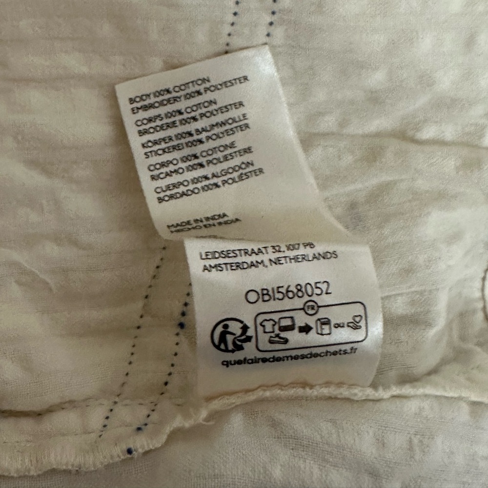 Free People Cream Hoodie with Blue Floral Embroidery - Picture 7 of 8
